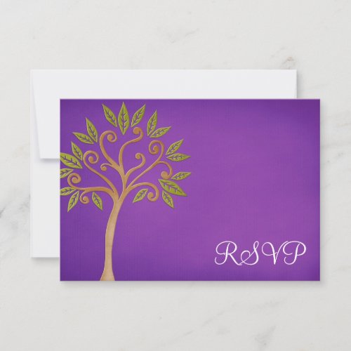 Tree of Life Swirls Purple Bat Mitzvah RSVP