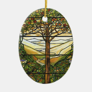 Tree of Life/Tiffany Stained Glass Window Ceramic Ornament