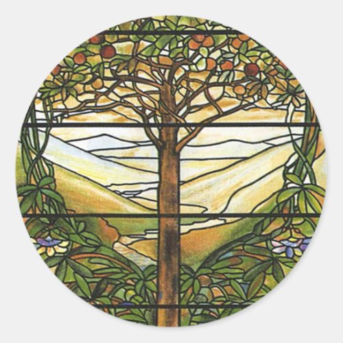Tree of LifeTiffany Stained Glass Window Classic Round Sticker