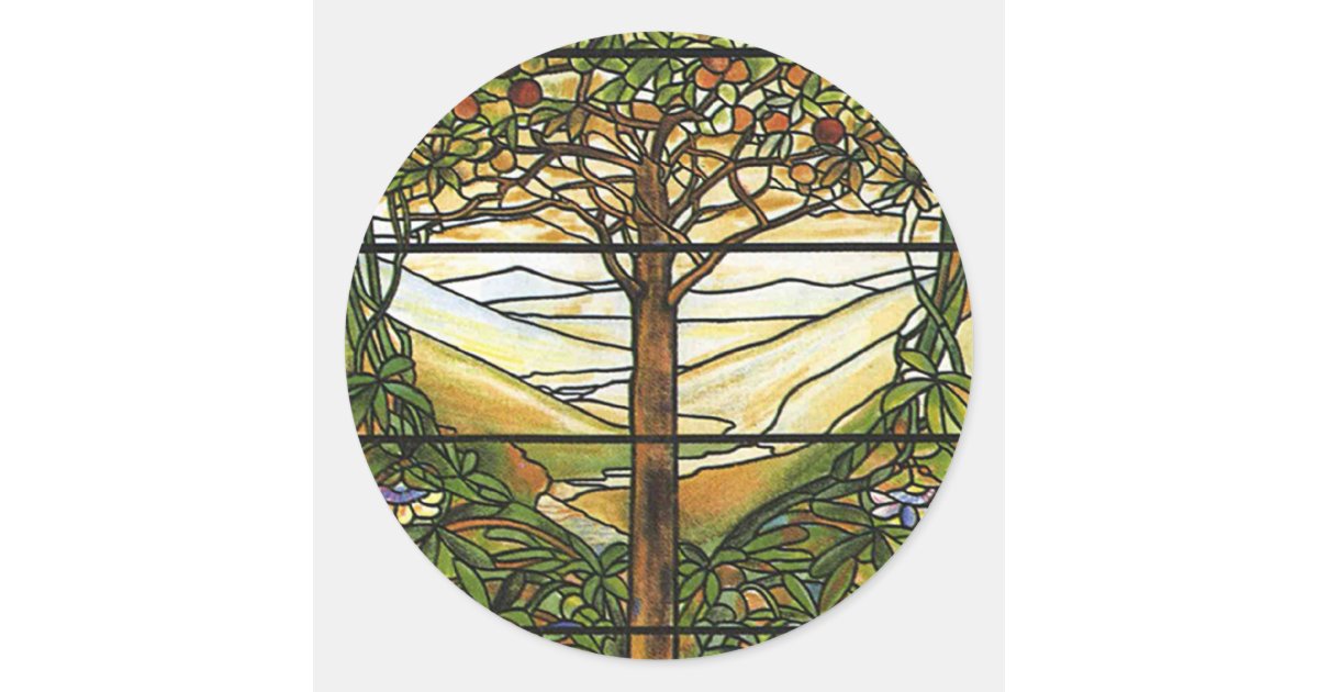 Tree of Life/Tiffany Stained Glass Window Classic Round Sticker | Zazzle.com