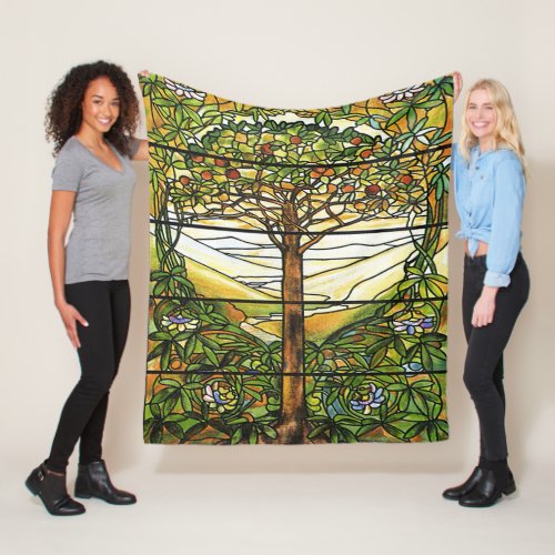 Tree of Life  Tiffany Stained Glass Window  Fleece Blanket