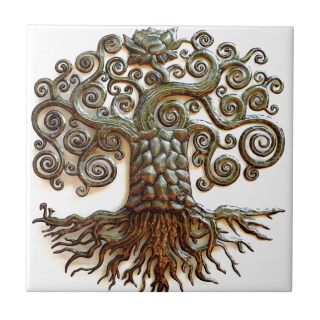 TREE OF LIFE VINTAGE ART CERAMIC TILE (Front)