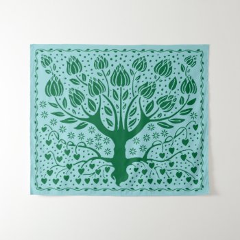 Tree Of Life Vintage Boho Nouveau With Hearts Tapestry by Sideview at Zazzle