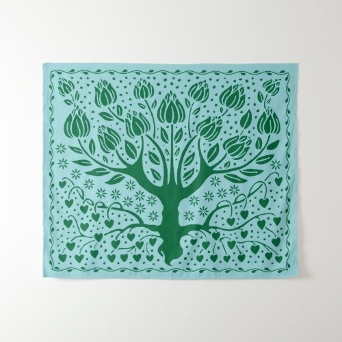 Tree of Life Vintage Boho Nouveau with Hearts Tapestry