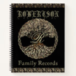 Tree Of Life Vintage Look Family Records 3 Ring Bi Notebook at Zazzle