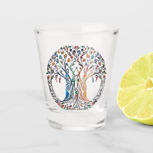 Tree of Life Vivid colored  Shot Glass