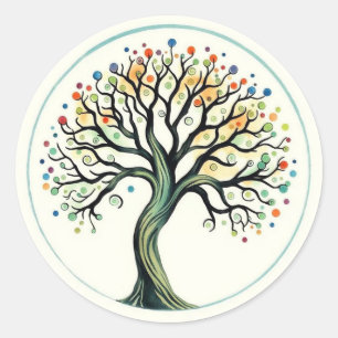 Tree of Life Watercolor Classic Round Sticker