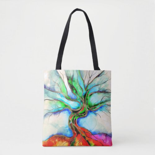 Tree of life _ watercolor ink and gold tote bag