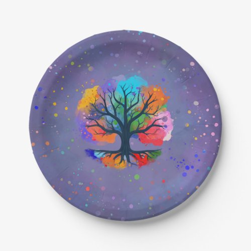 Tree of life _ watercolor ink paper plates