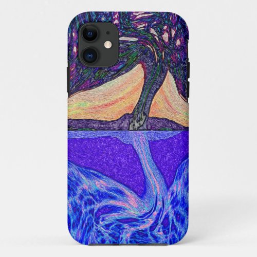 Tree of Life Waters Reflection features a tree of iPhone 11 Case