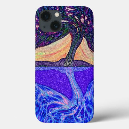 Tree of Life Waters Reflection features a tree of iPhone 13 Case