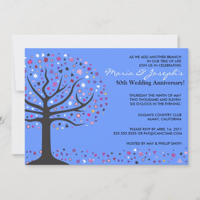 Tree of Life Wedding Anniversary Party Invitation (Front)