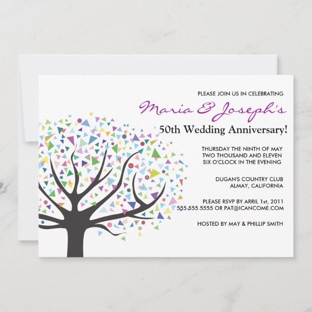 Tree of Life Wedding Anniversary Party Invitation (Front)