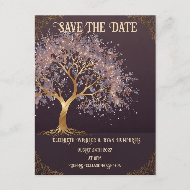 Tree of Life Wedding Invitation Postcard (Front)
