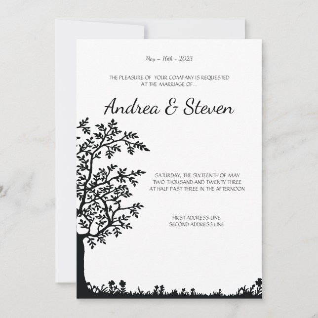Tree Of Life Wedding Invite. Tree Branches Invitation (Front)