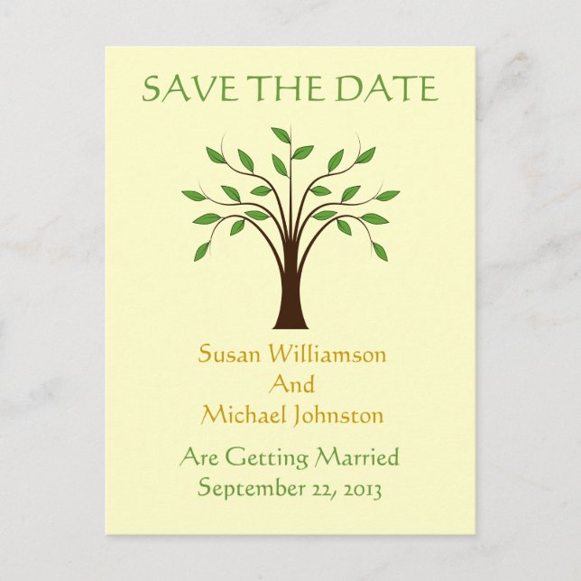 Tree of Life Wedding Save The Date Nature Custom Announcement Postcard (Front)