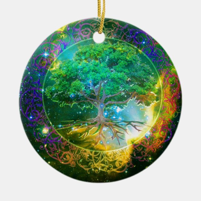 Tree of Life Wellness Ceramic Ornament (Front)