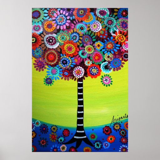 TREE OF LIFE WHIMSICAL TREE PAINTING POSTER | Zazzle