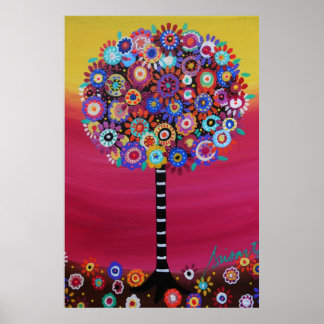 TREE OF LIFE  WHIMSICAL TREE PAINTING POSTER