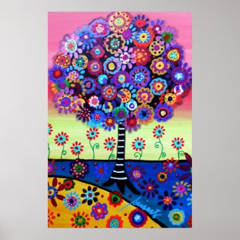 Tree Of Life  Whimsical Tree Painting Poster by prisarts at Zazzle
