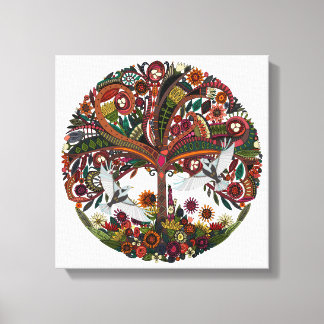 tree of life white canvas print