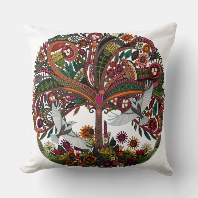 tree of life white throw pillow (Front)