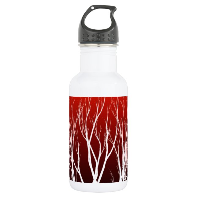 Tree of Life: White trees on Red Art Water Bottle (Front)