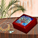 Tree Of Life With Birds & Flowers In The Night Sky Gift Box<br><div class="desc">Colorful tree of life home decor piece, with brown branches and green leaves. The branches have red, purple, yellow and white flowers. We can also call it a hummingbird’s tree of life. At the bottom, we see a deer, a goat, corn, peyote and a child playing. At the top, stars...</div>