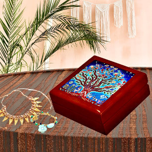 Tree Of Life With Birds & Flowers In The Night Sky Gift Box