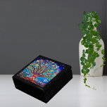 Tree Of Life With Birds & Flowers In The Night Sky Gift Box<br><div class="desc">Colorful tree of life home decor piece, with brown branches and green leaves. The branches have red, purple, yellow and white flowers. We can also call it a hummingbird’s tree of life. At the bottom, we see a deer, a goat, corn, peyote and a child playing. At the top, stars...</div>
