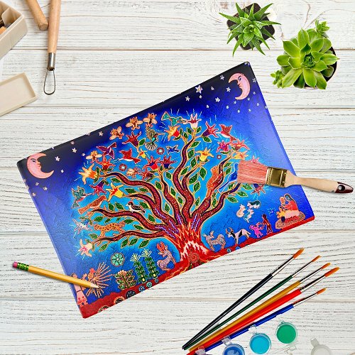 Tree Of Life With Birds  Flowers In The Night Sky Trinket Tray