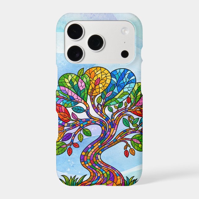 Tree of Life with blue pattern iPhone Case (Back)