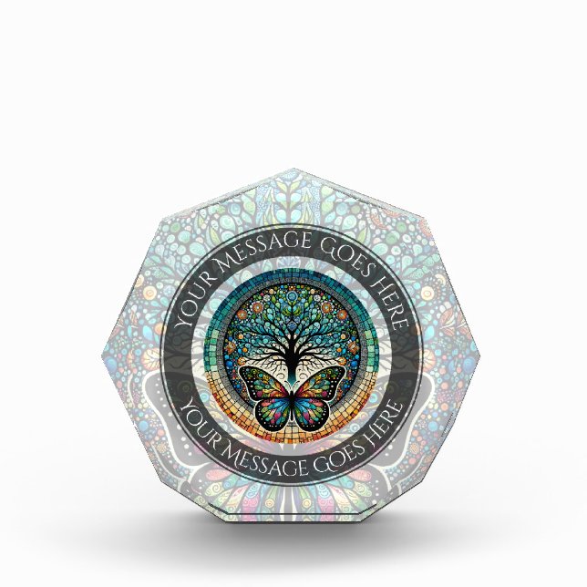 Tree of Life with Butterfly in Circle Acrylic Award (Front)