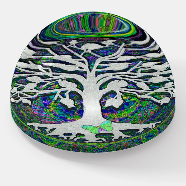 Tree of Life with Butterfly Paperweight (Angled)