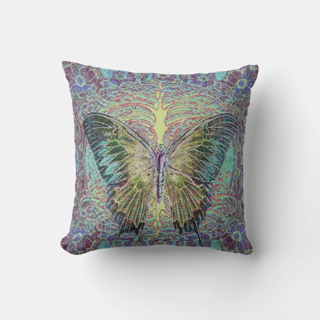 Tree of Life with Butterfly Throw Pillow (Front)