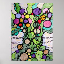 Tree of life with fruits and flowers  poster