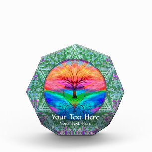 Tree of Life with Heart Circle Acrylic Award