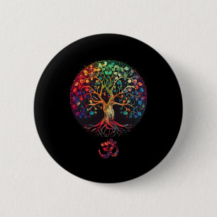 Tree Of Life With Om Symbol Yoga Button