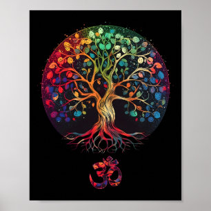 Tree Of Life With Om Symbol Yoga Poster