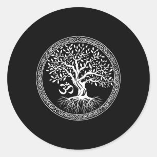 Tree Of Life With Om Symbol Yoga Zen Meditation Sp Classic Round Sticker