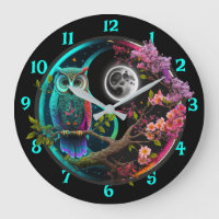 Tree of Life with Owl Large Clock