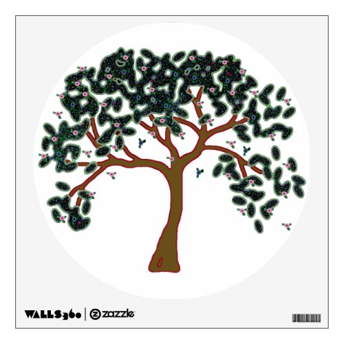 Tree of life with pink flowers wall sticker