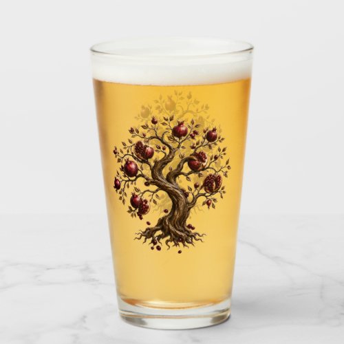 Tree of Life with Pomegranates | 3D Relief Art Glass