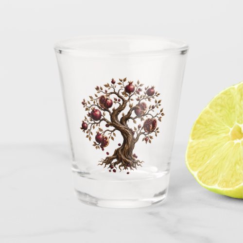 Tree of Life with Pomegranates | 3D Relief Art Shot Glass