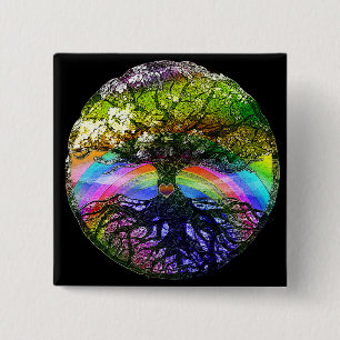 Tree of Life with Rainbow Heart Button
