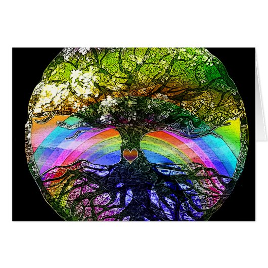 Tree of Life with Rainbow Heart Cards (Front Horizontal)