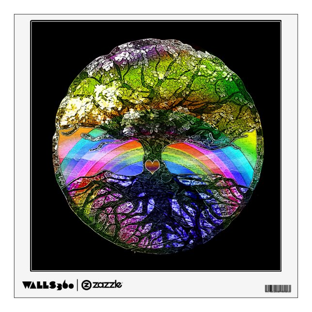 Tree of Life with Rainbow Heart Wall Decal (Front)