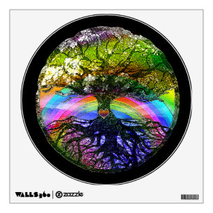 Tree of Life with Rainbow Heart Wall Decal