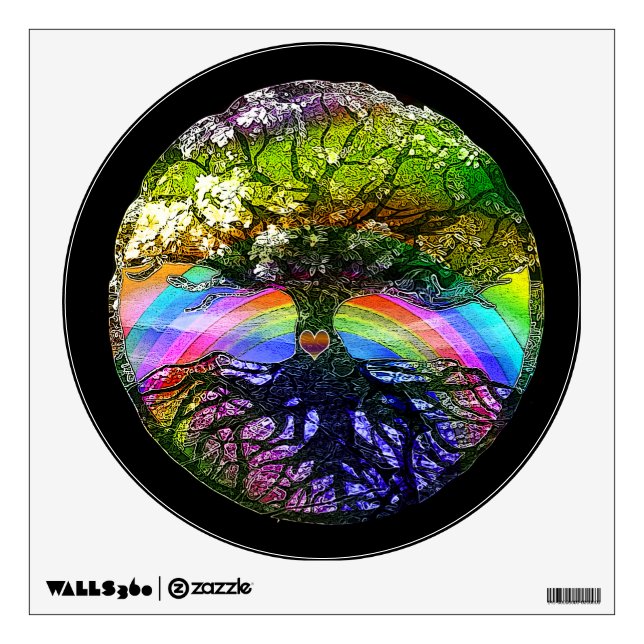 Tree of Life with Rainbow Heart Wall Decal (Front)