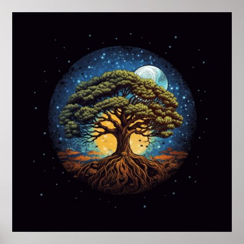 Tree of Life with Starry Night  Poster